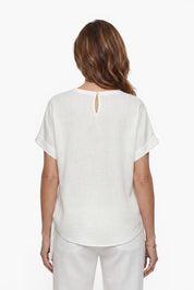 Leinen-T-Shirt mit Positionsdruck
