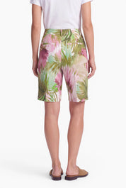 Bermudashorts aus bedrucktem Leinen mit tropischem Muster