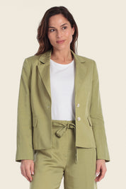 Blazer aus Leinenmischgewebe mit Zweiknopfverschluss