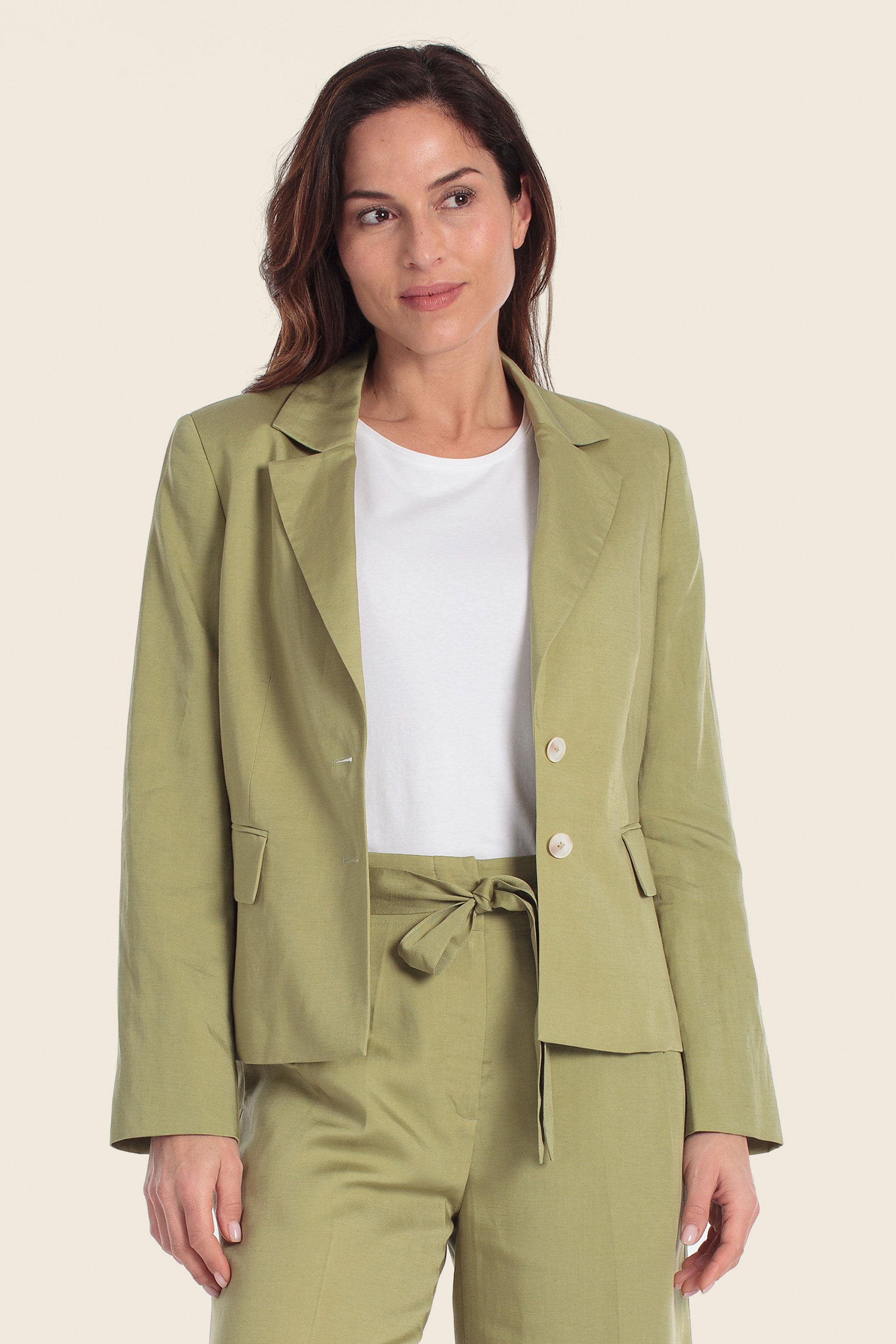 Blazer aus Leinenmischgewebe mit Zweiknopfverschluss