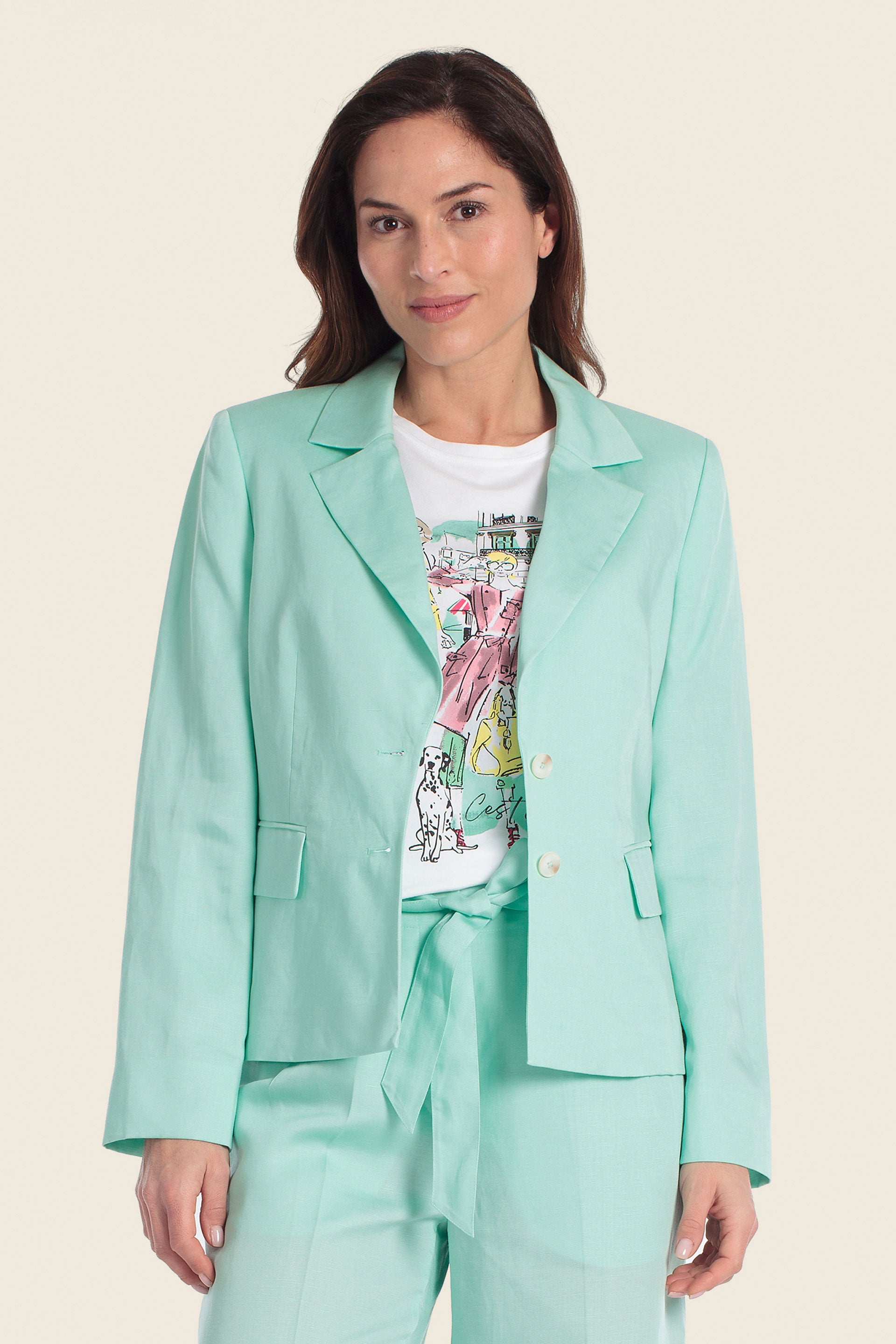Blazer aus Leinenmischgewebe mit Zweiknopfverschluss
