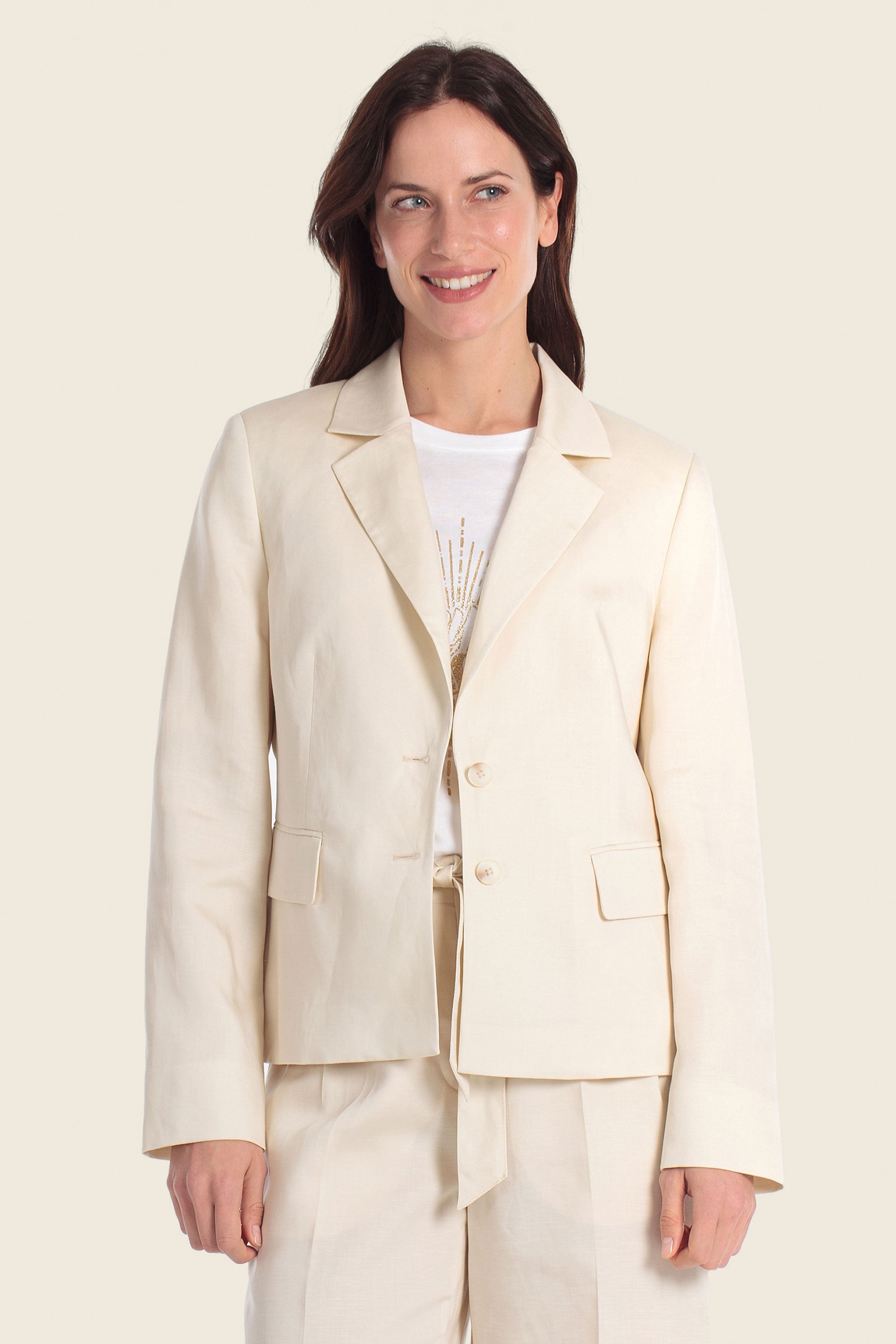 Blazer aus Leinenmischgewebe mit Zweiknopfverschluss