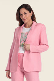 Leinenblazer mit Ein-Knopf-Verschluss
