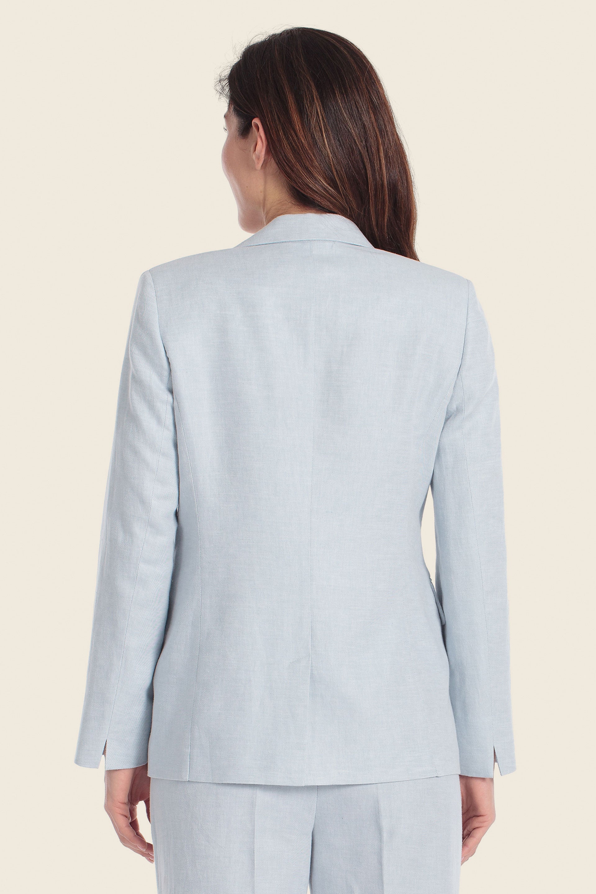 Blazer aus Leinen-Baumwolle mit Ein-Knopf-Verschluss