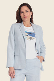 Blazer aus Leinen-Baumwolle mit Ein-Knopf-Verschluss