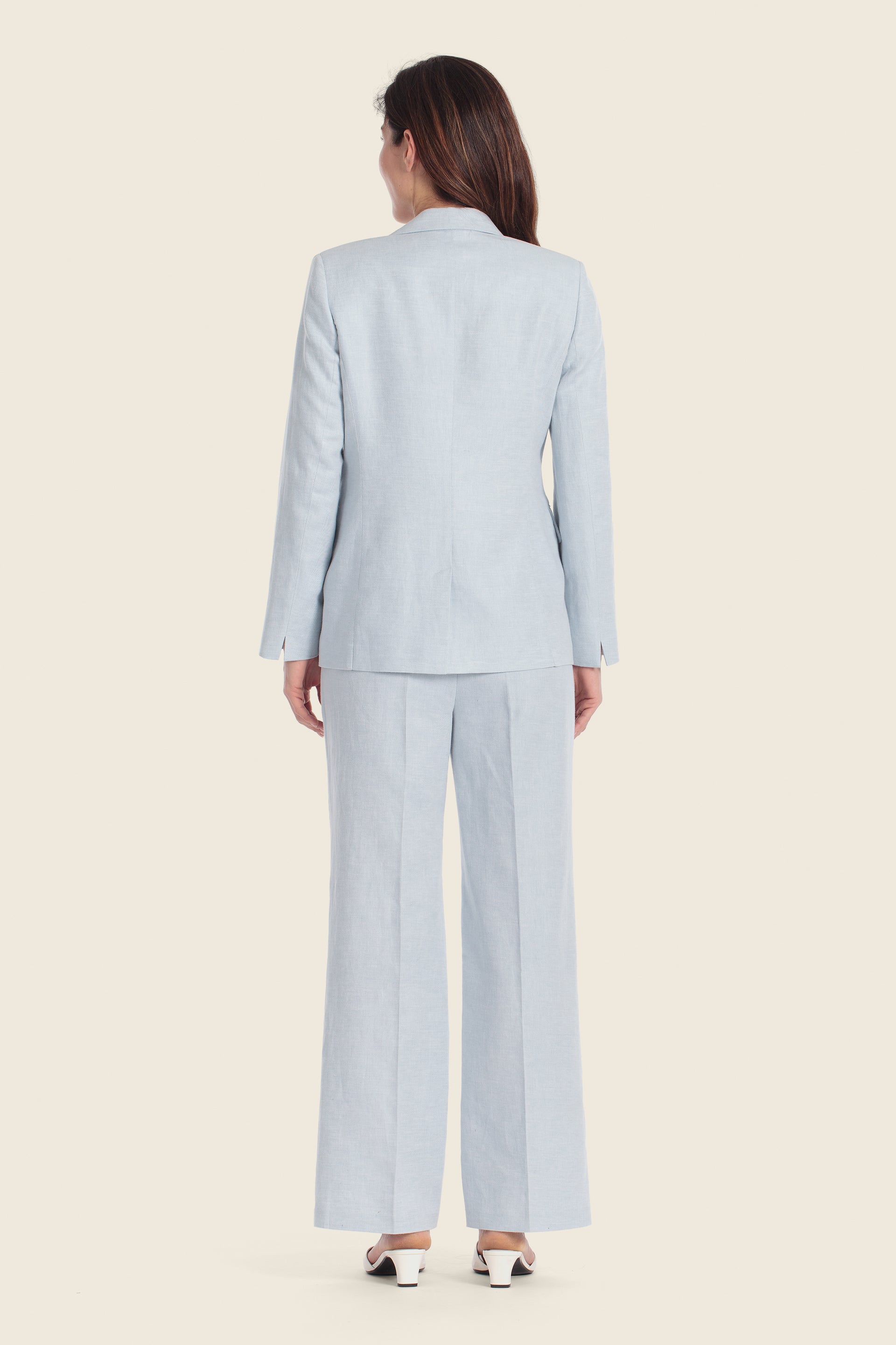 Blazer aus Leinen-Baumwolle mit Ein-Knopf-Verschluss
