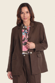 Leinenblazer mit fallendem Revers