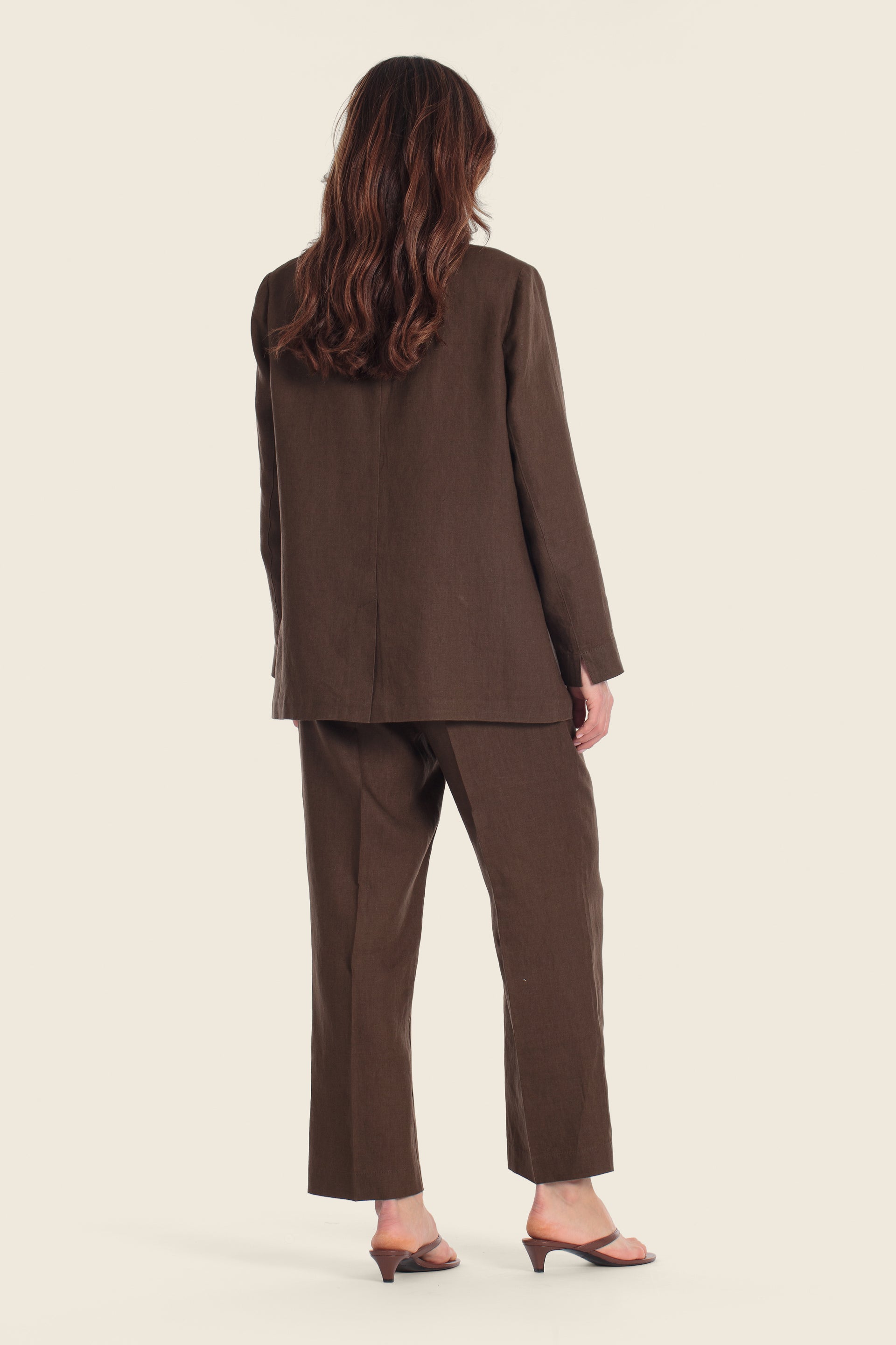 Leinenblazer mit fallendem Revers