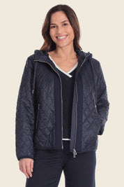 Steppjacke mit Quiltmuster & Kapuze