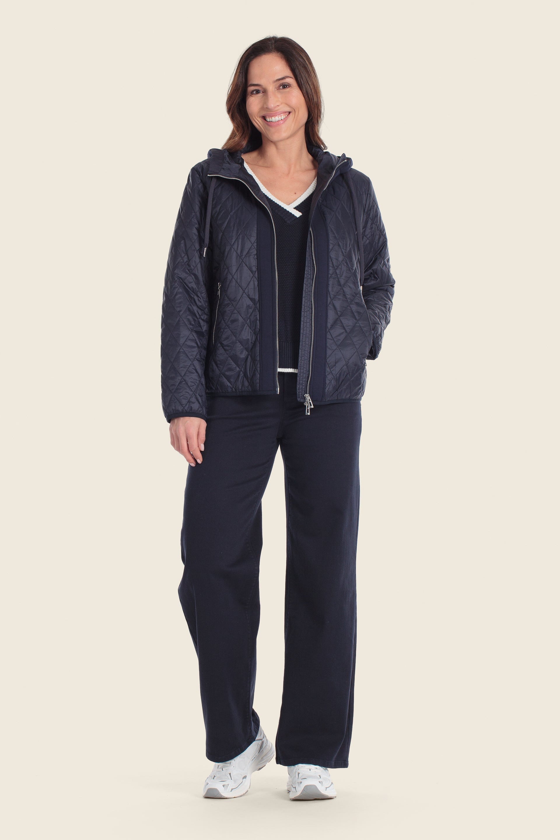 Steppjacke mit Quiltmuster & Kapuze