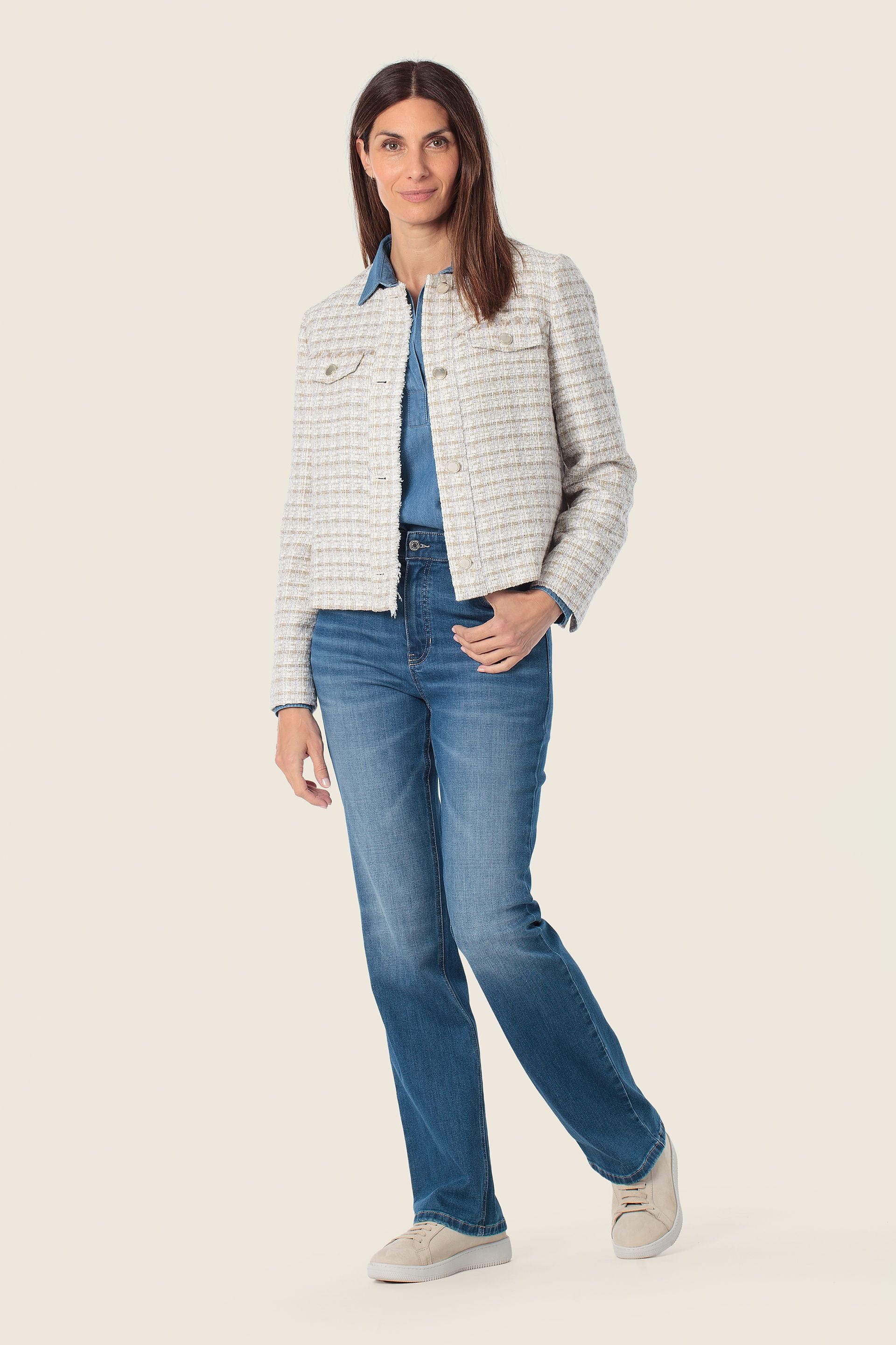 Kurzer Wollmantel mit Patch Taschen