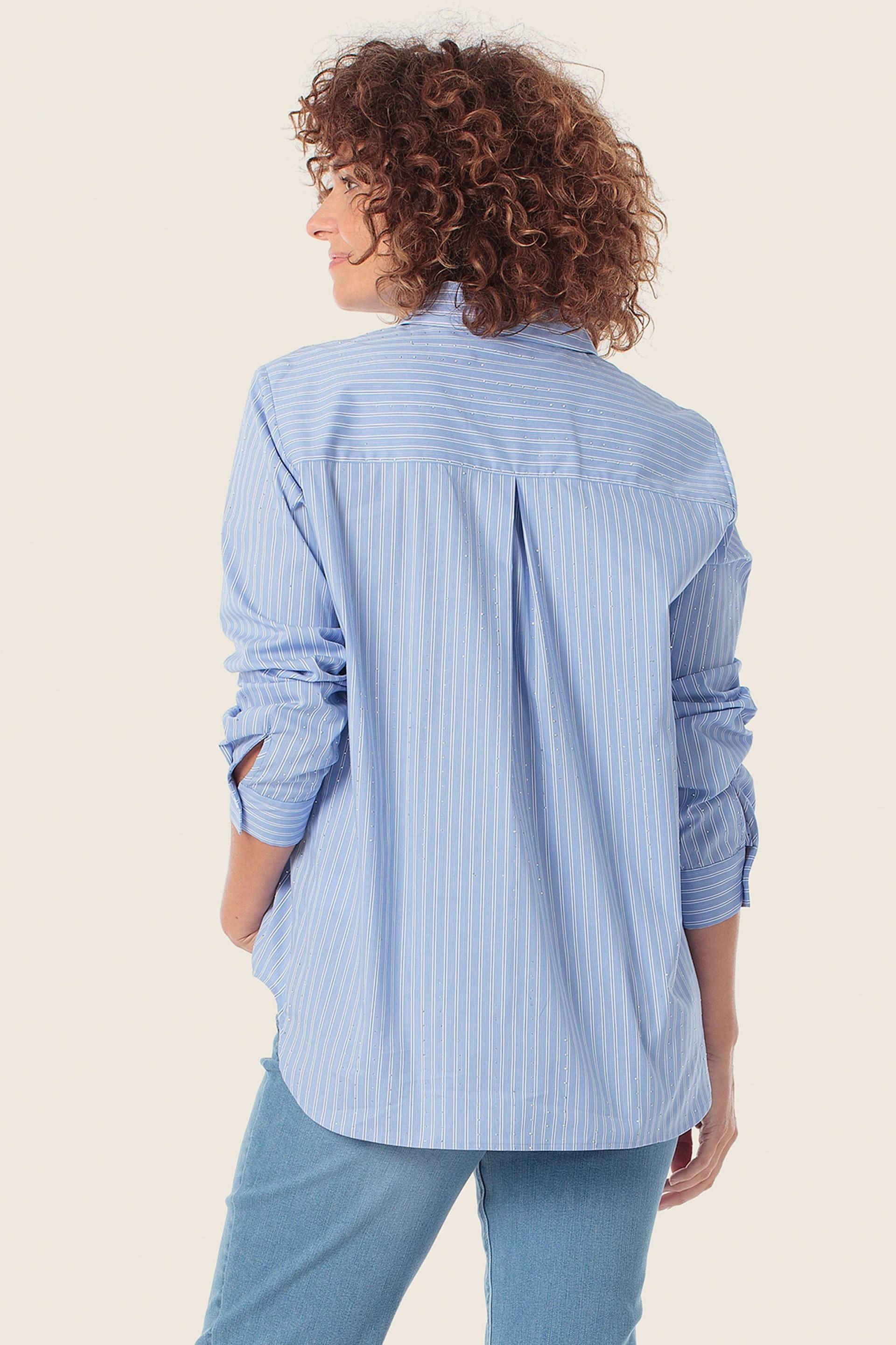 GESTREIFTE BLUSE MIT STRASS