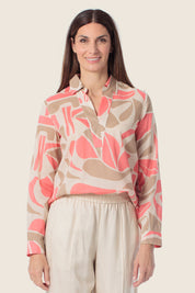 Bedruckte Baumwollbluse mit abstraktem Muster