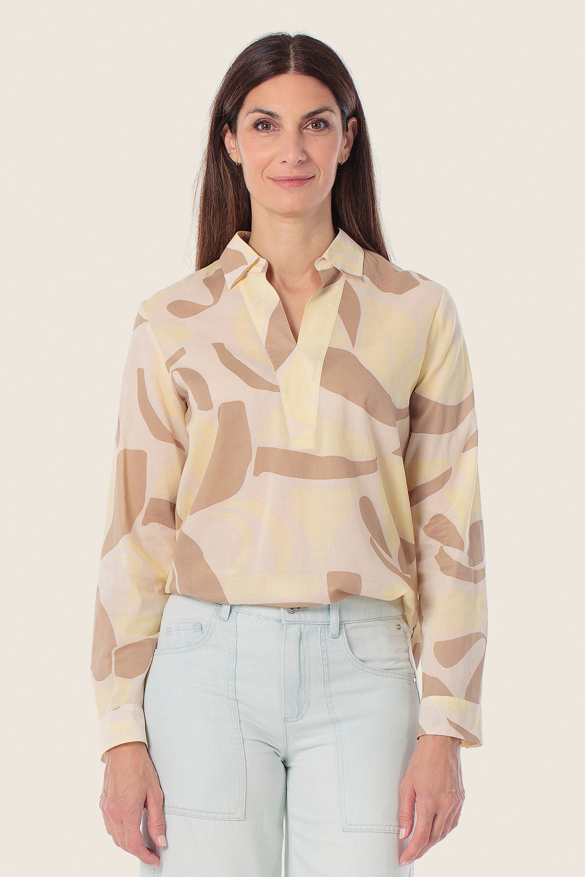 Bedruckte Baumwollbluse mit abstraktem Muster