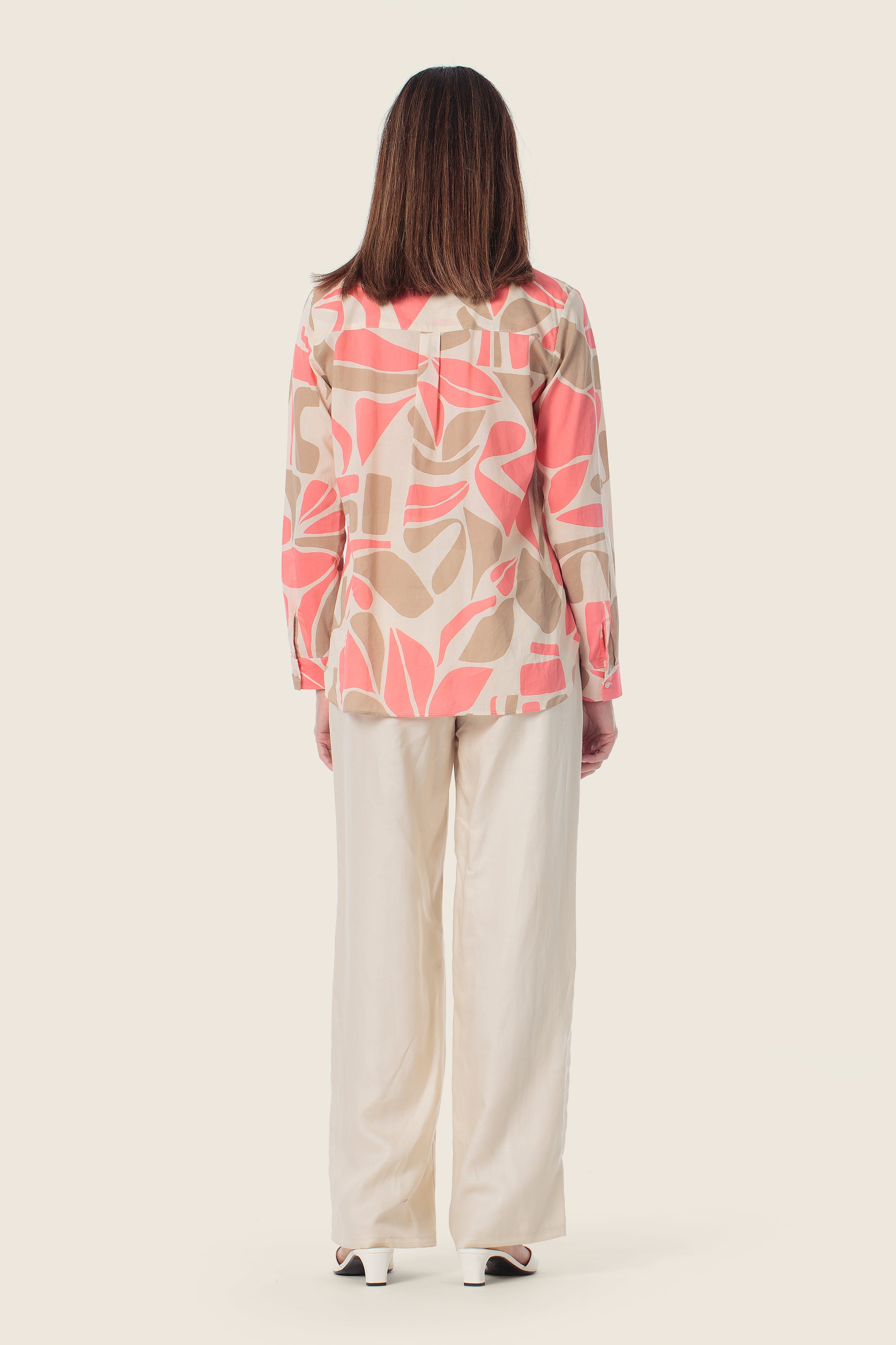 Bedruckte Baumwollbluse mit abstraktem Muster