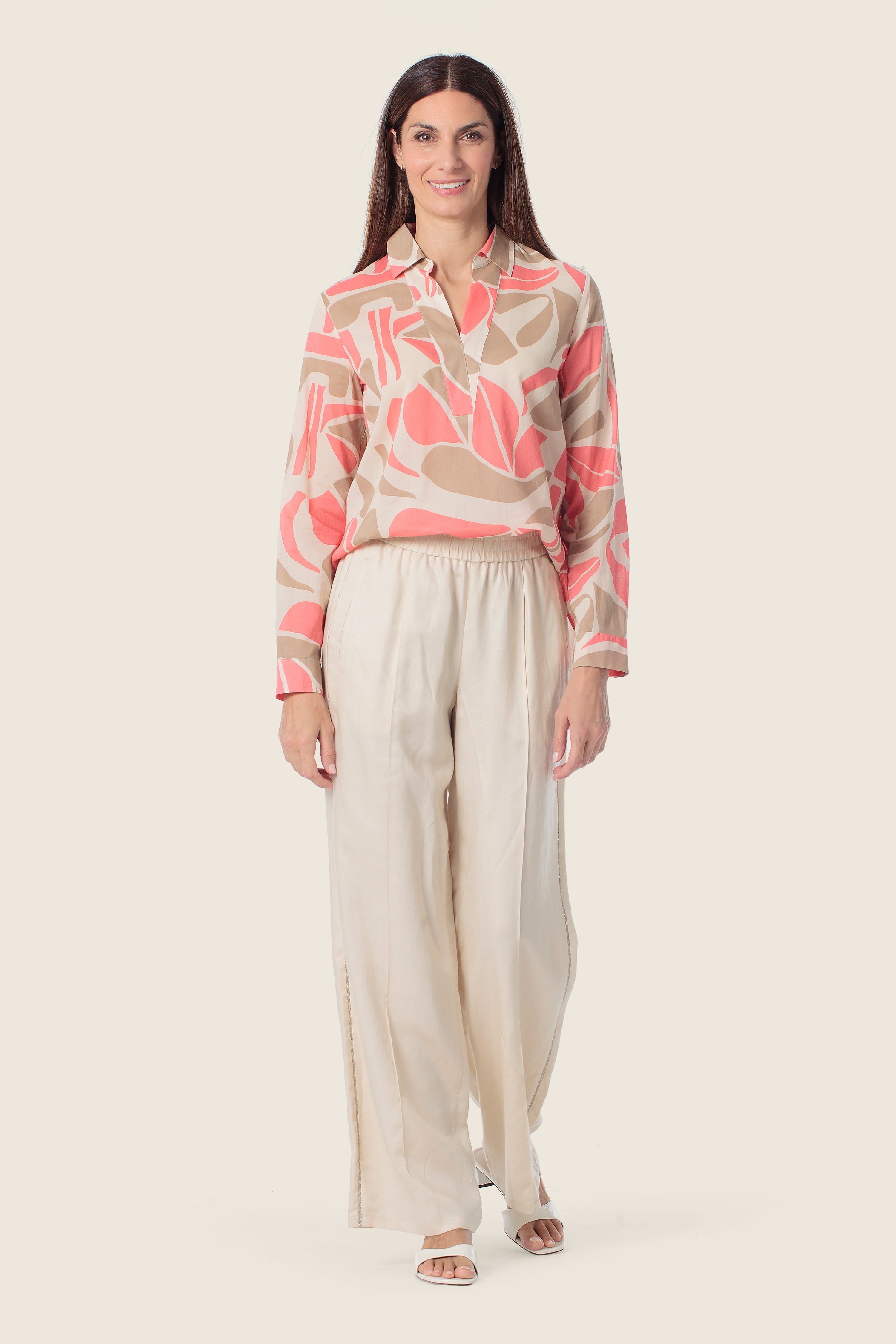 Bedruckte Baumwollbluse mit abstraktem Muster