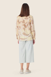 Bedruckte Baumwollbluse mit abstraktem Muster