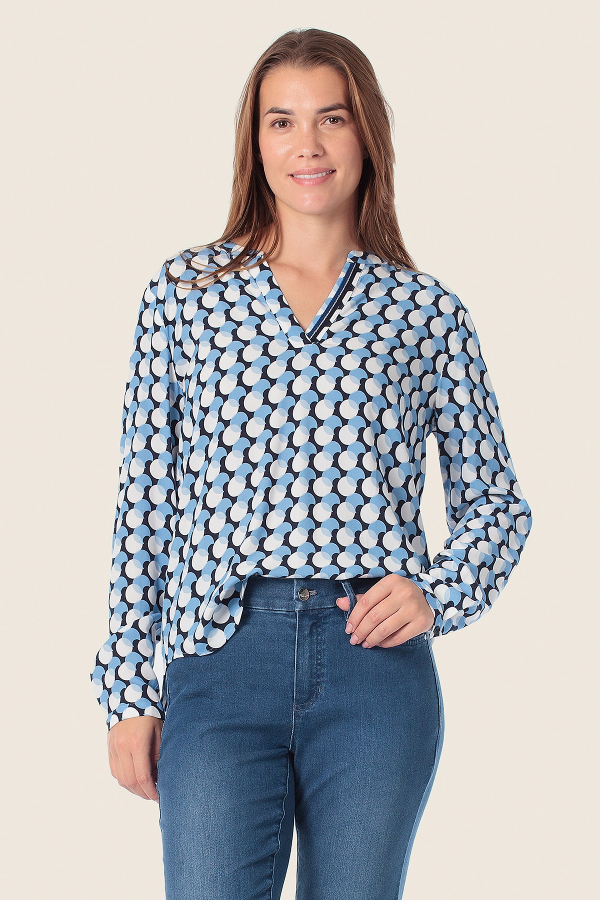 Print Bluse mit V-Ausschnitt