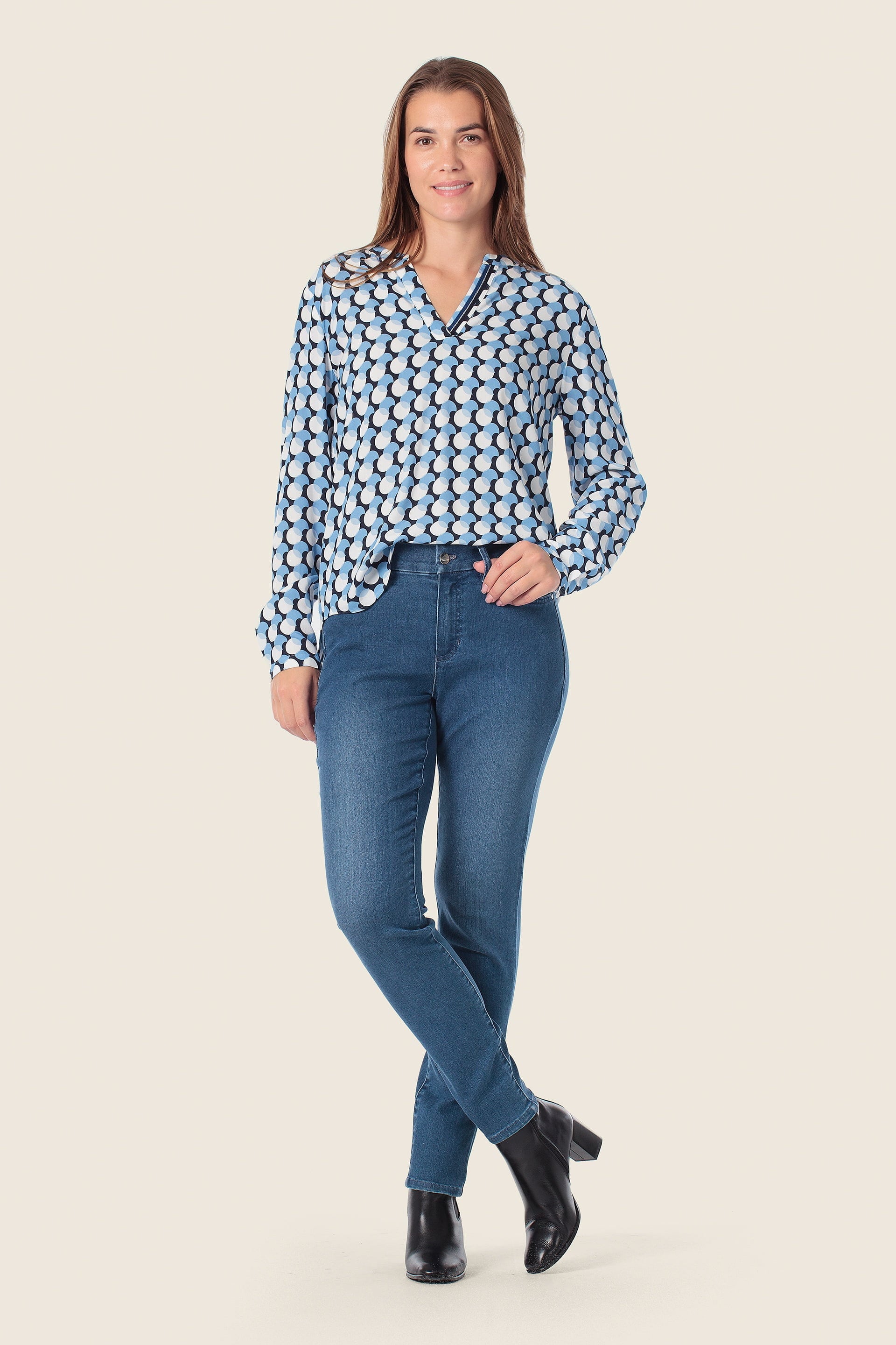 Print Bluse mit V-Ausschnitt