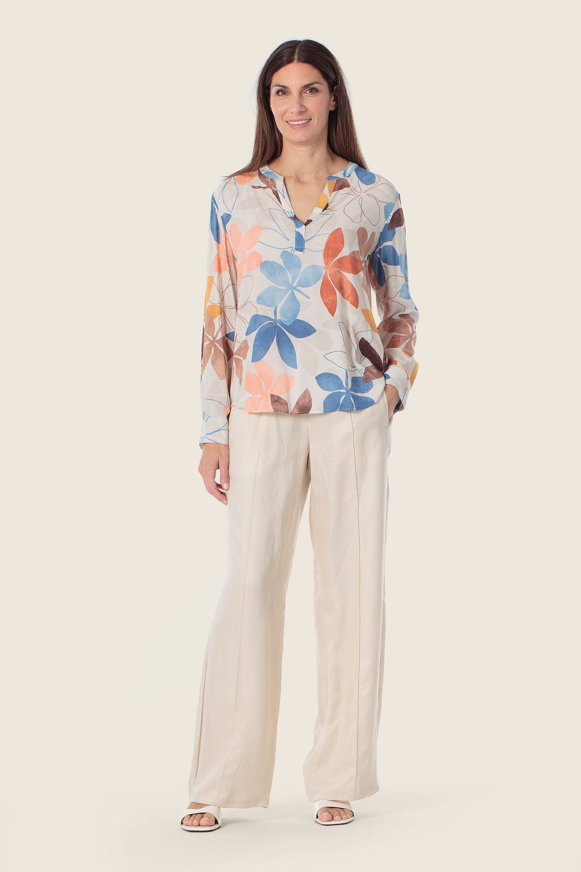 Bedruckte Viskosebluse mit Blumenmuster