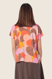 Bedruckte Viskosebluse mit geometrischem Muster