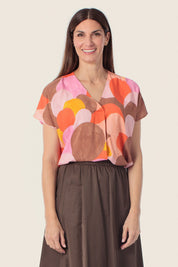 Bedruckte Viskosebluse mit geometrischem Muster