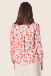 Bedruckte Viskosebluse mit V-Ausschnitt