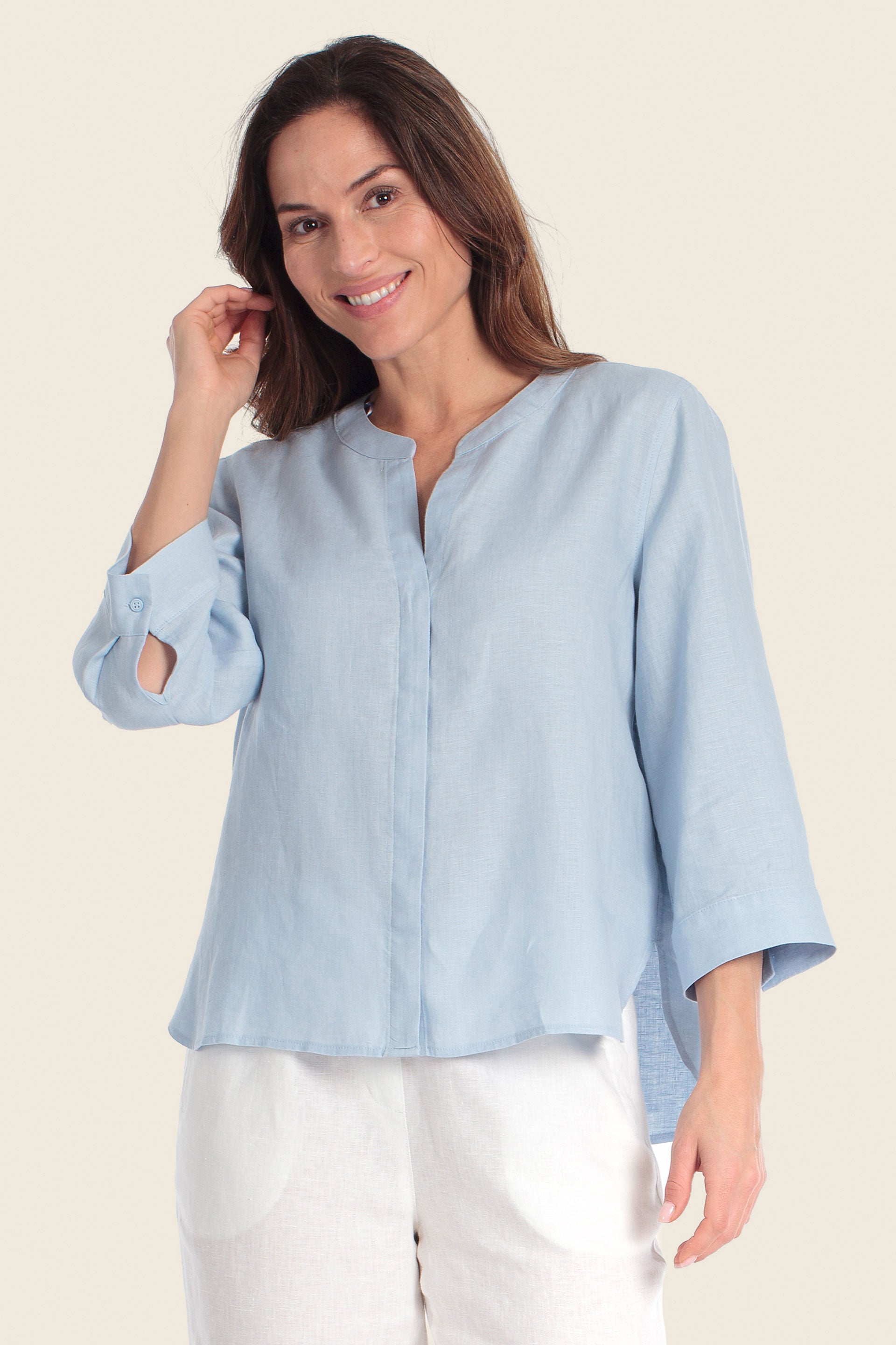 Leinenbluse mit Knopfleiste vorne