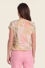 Bedruckte Baumwollbluse mit verstellbarem Saum