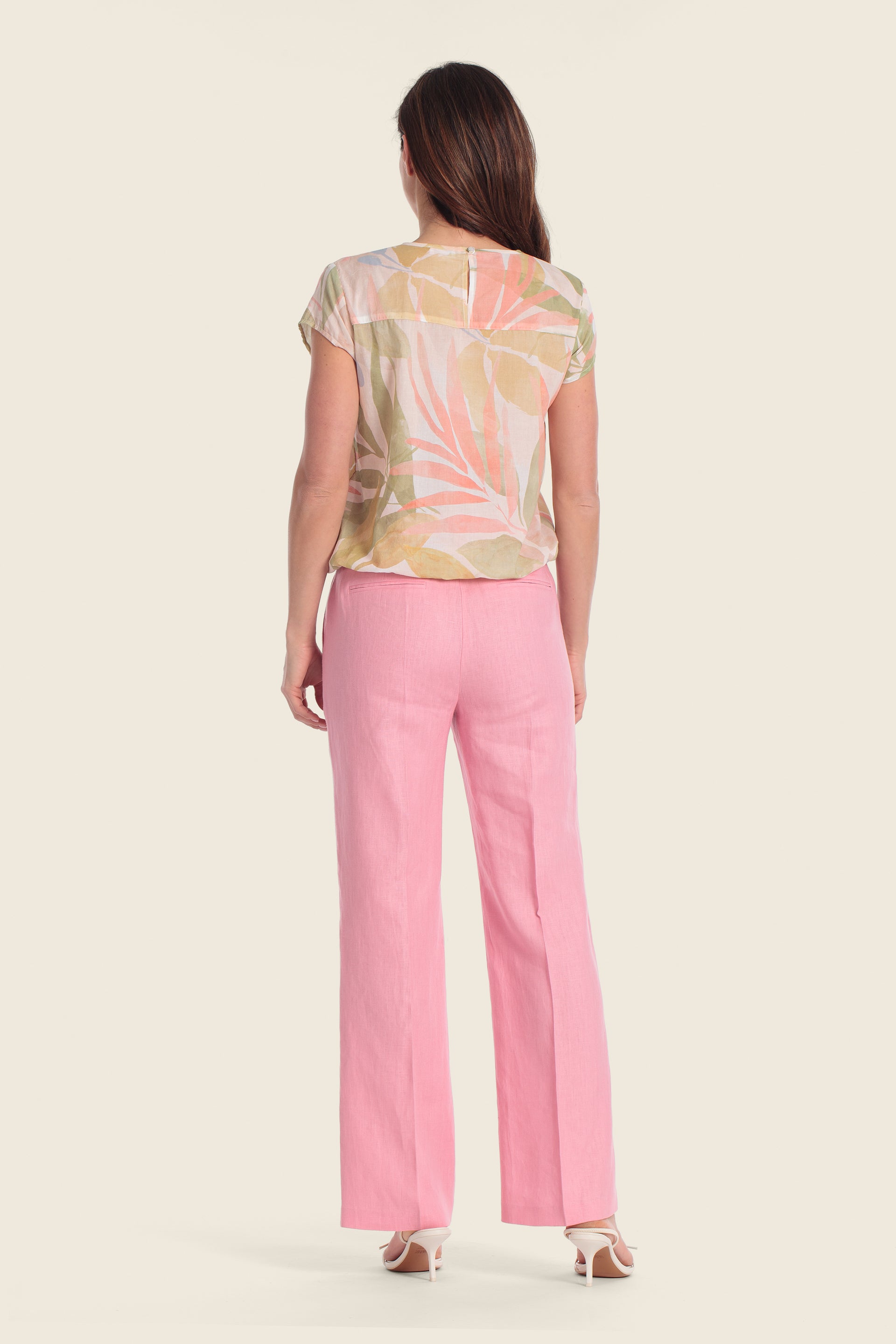 Bedruckte Baumwollbluse mit verstellbarem Saum