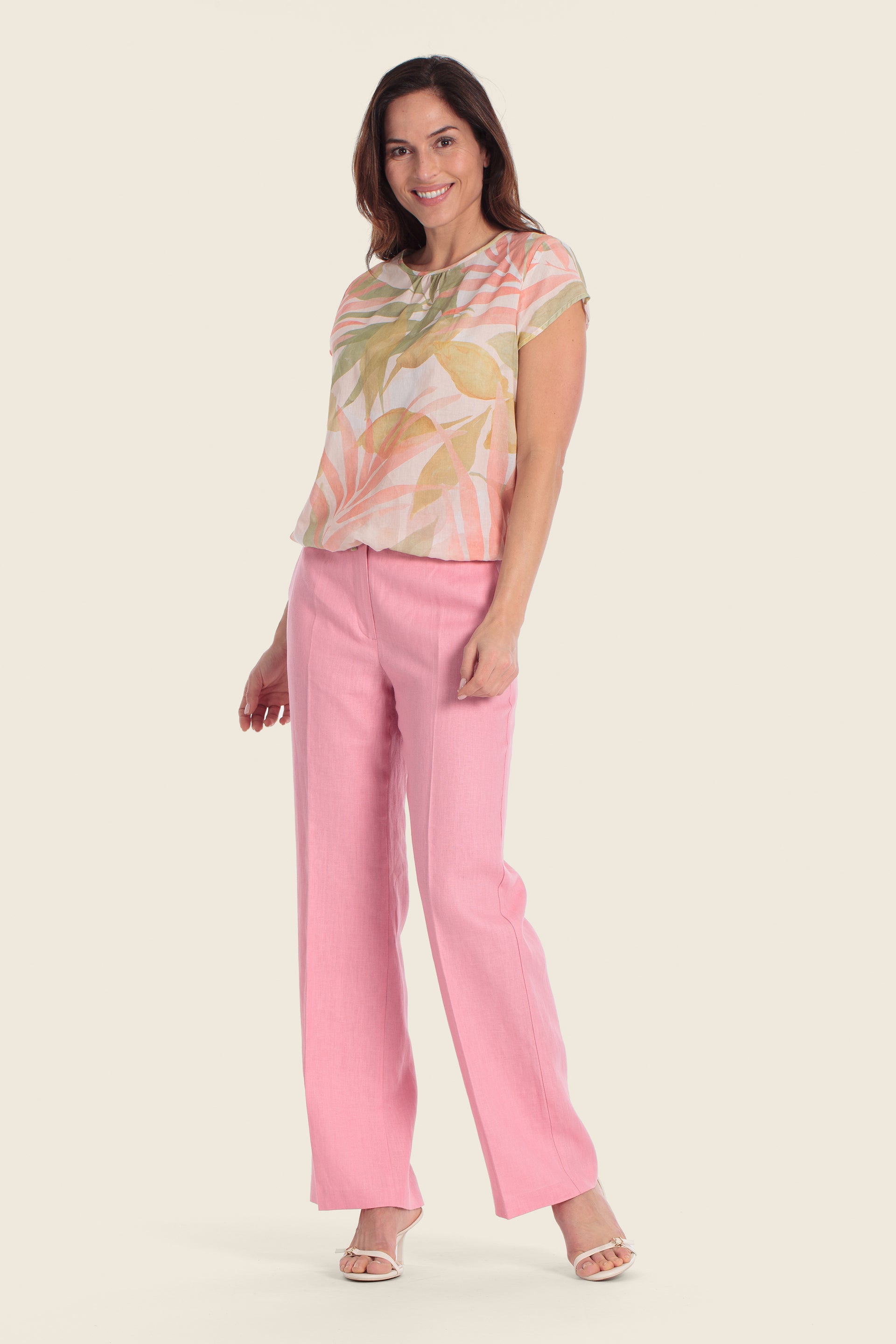 Bedruckte Baumwollbluse mit verstellbarem Saum