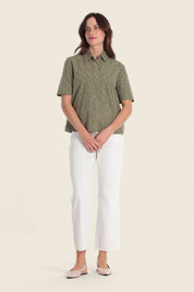 Bestickte Polobluse aus Baumwolle