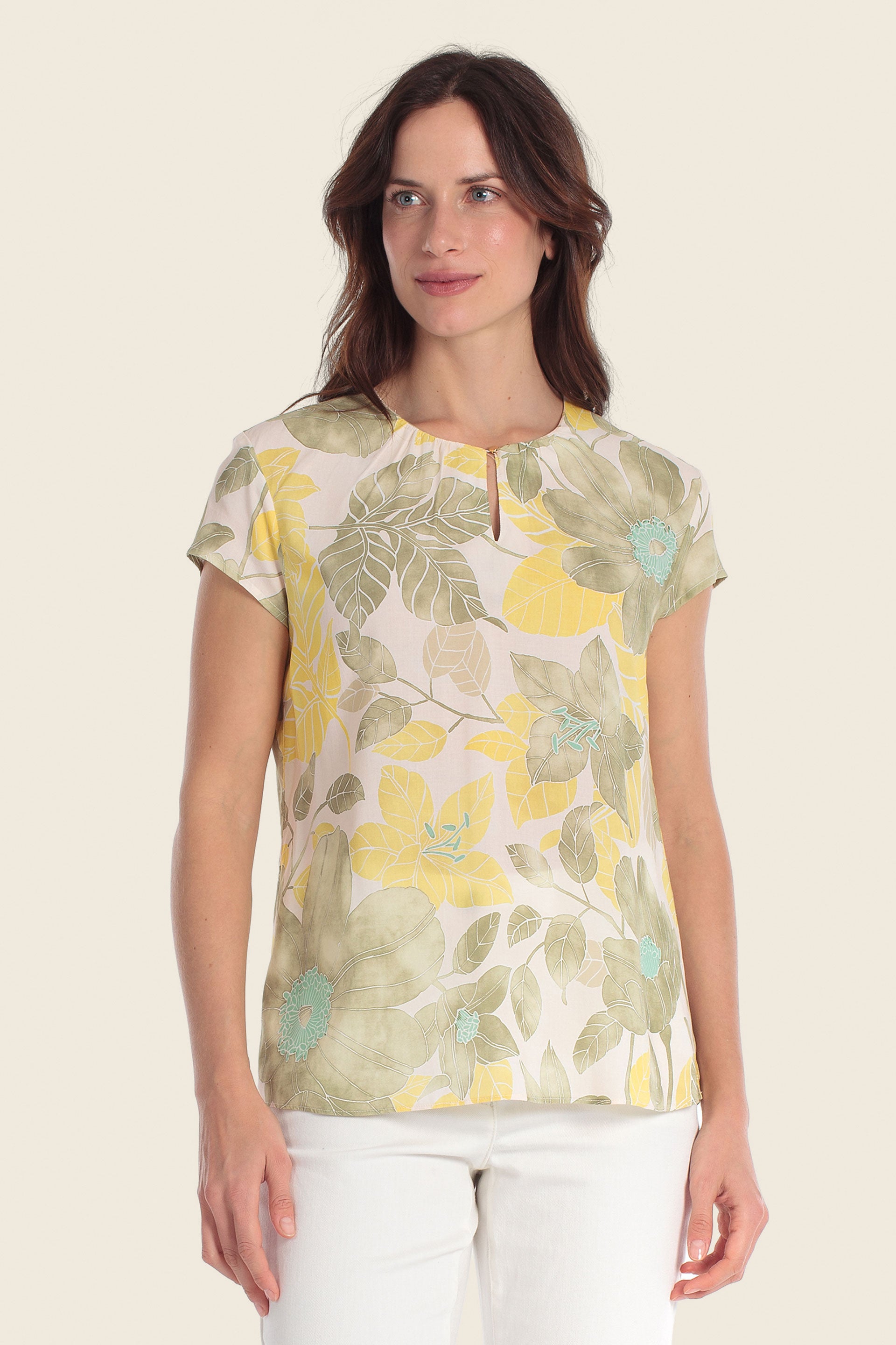 Bedruckte Viskosebluse mit Blumenmuster