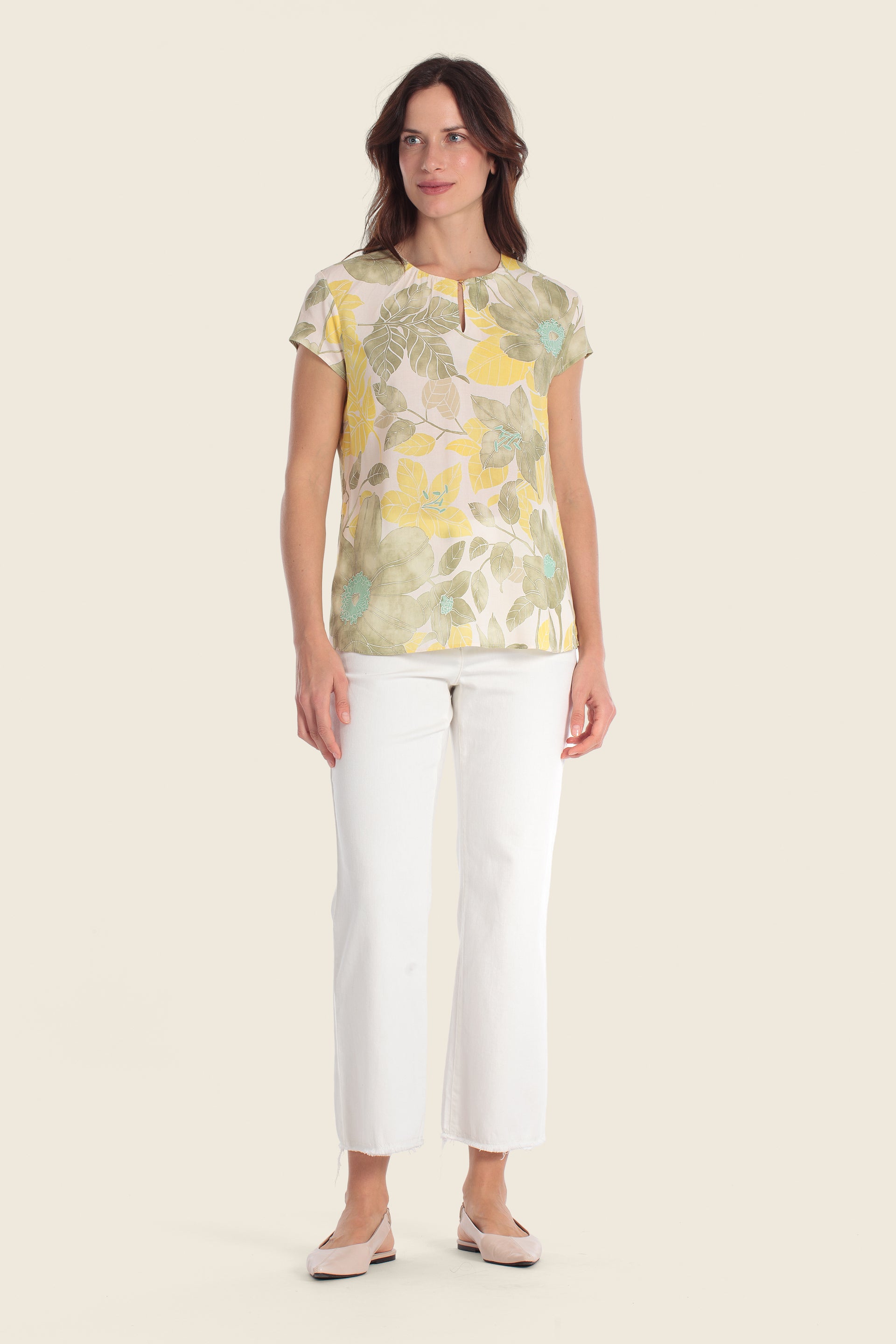 Bedruckte Viskosebluse mit Blumenmuster