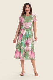 Bedrucktes Netzkleid mit Faltenrock