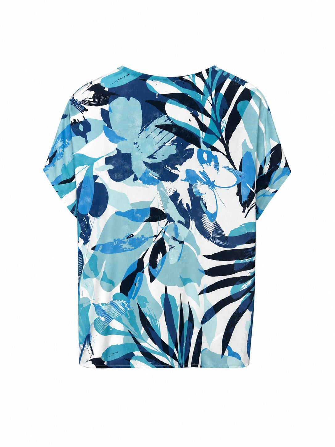 Bluse aus Viskose mit tropischem Print und Falten