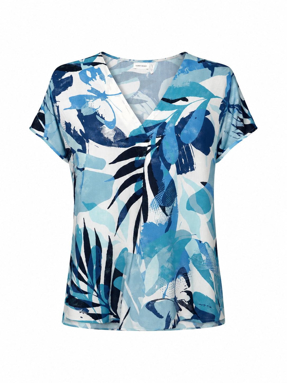 Bluse aus Viskose mit tropischem Print und Falten