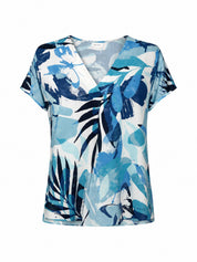 Bluse aus Viskose mit tropischem Print und Falten