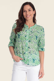 Bedrucktes Baumwollhemd mit Blumenmuster