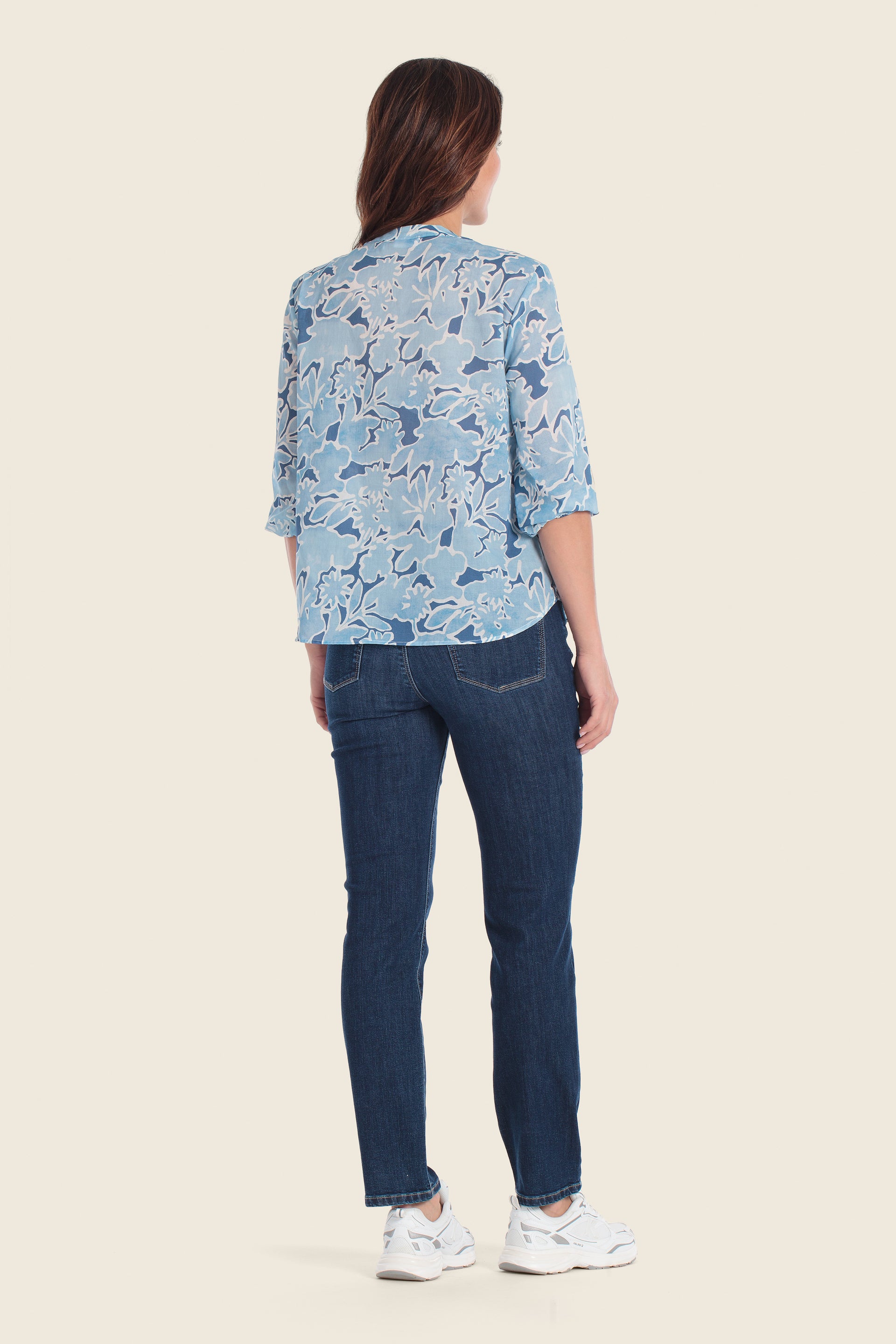 Bedrucktes Baumwollhemd mit Blumenmuster