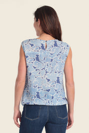Ärmellose Viskosebluse mit verstellbarem Saum