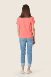 Strukturiertes T-Shirt mit V-Ausschnitt