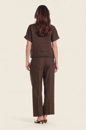 Leinen-T-Shirt mit verstellbarem Saum