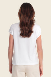 T-Shirt aus Baumwollmischgewebe mit floralem Applikationsdruck
