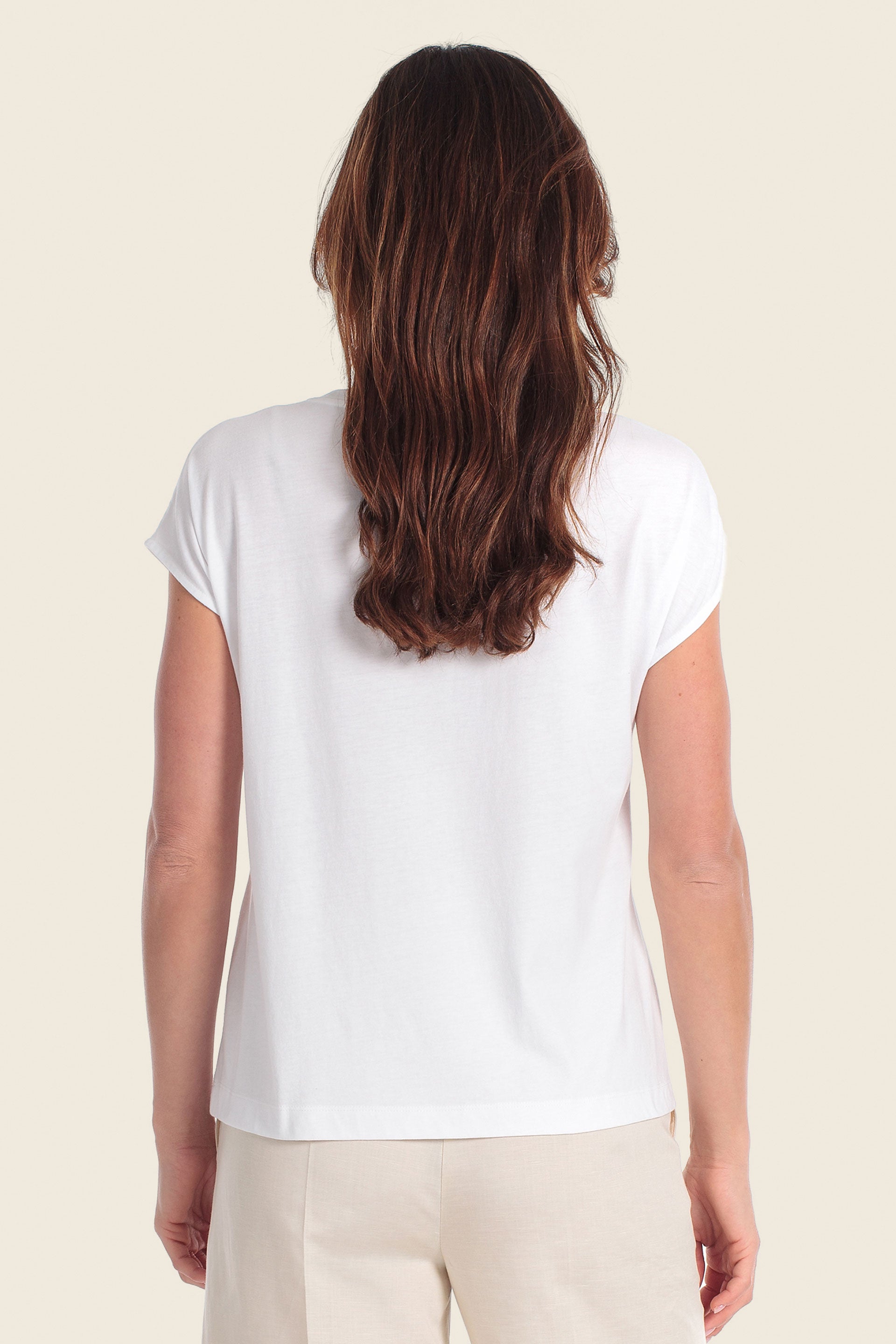 T-Shirt aus Baumwollmischgewebe mit floralem Applikationsdruck