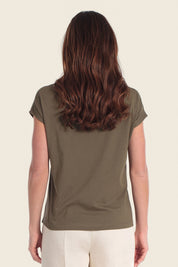 T-Shirt aus Baumwollmischgewebe mit floralem Applikationsdruck