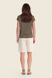 T-Shirt aus Baumwollmischgewebe mit floralem Applikationsdruck
