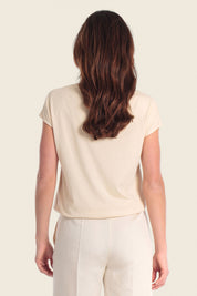 T-Shirt aus Baumwollmischgewebe mit floralem Applikationsdruck