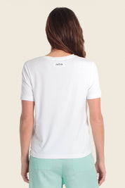 Bedrucktes T-Shirt aus Baumwollmischgewebe mit Einkaufsmotiv