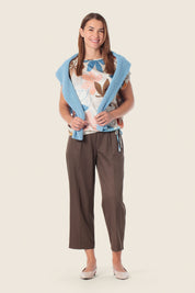 Bedrucktes T-Shirt mit verstellbarem Saum